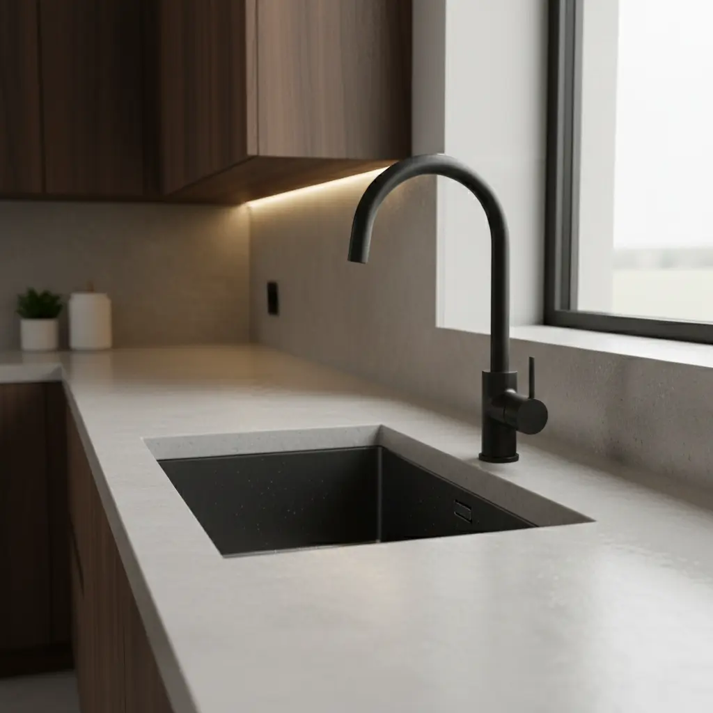 Black Sink and Faucet Display.webp