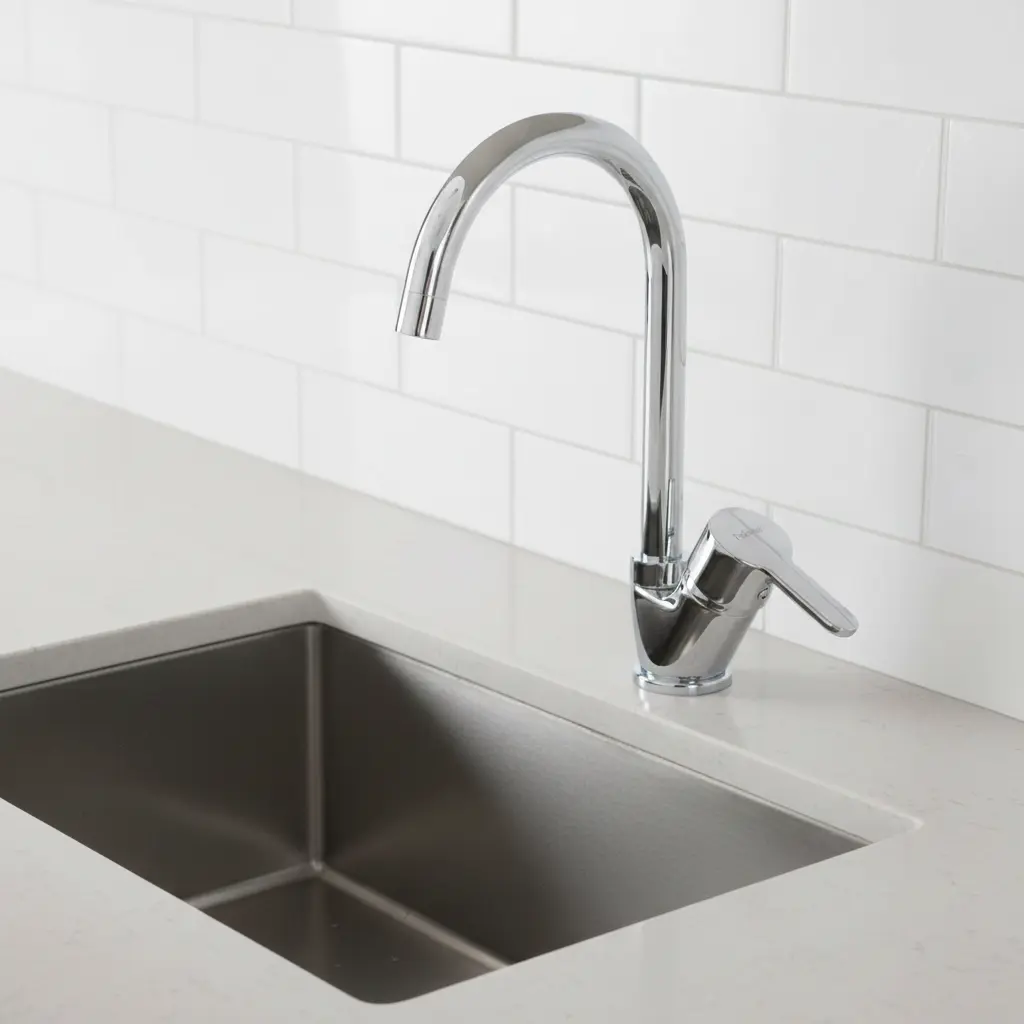 Chrome Faucet Kitchen Focus.webp