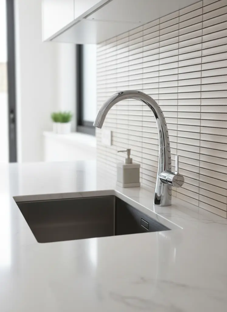 Luxury Kitchen Sink with Pencil Liner Backsplash.webp