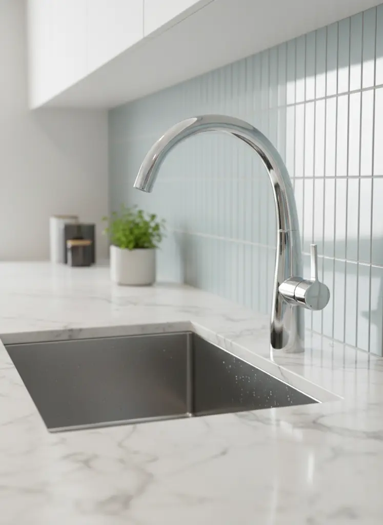 High-End Kitchen with Chrome Faucet.webp