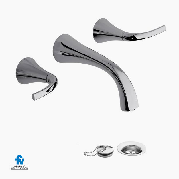 Grifería de Pared para Lavatorio FV Línea Alesia Lever Cromo 203/49L