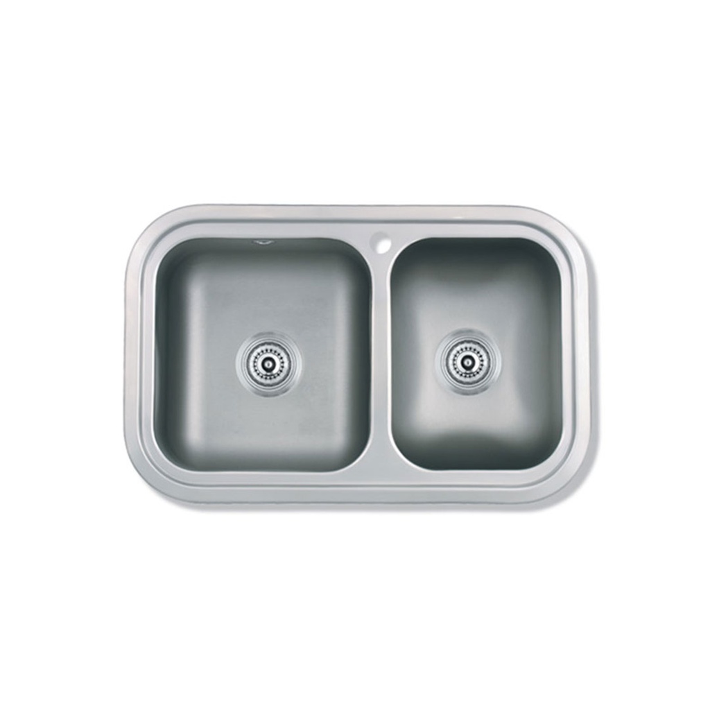 Pileta de Cocina Doble Mi Pileta (Enc.) 70x43cm Brillante 405E