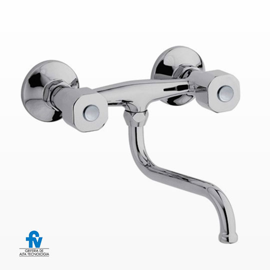 Grifería de Cocina de Pared Pico Bajo FV Arizona Plus Cromo 409/B1P