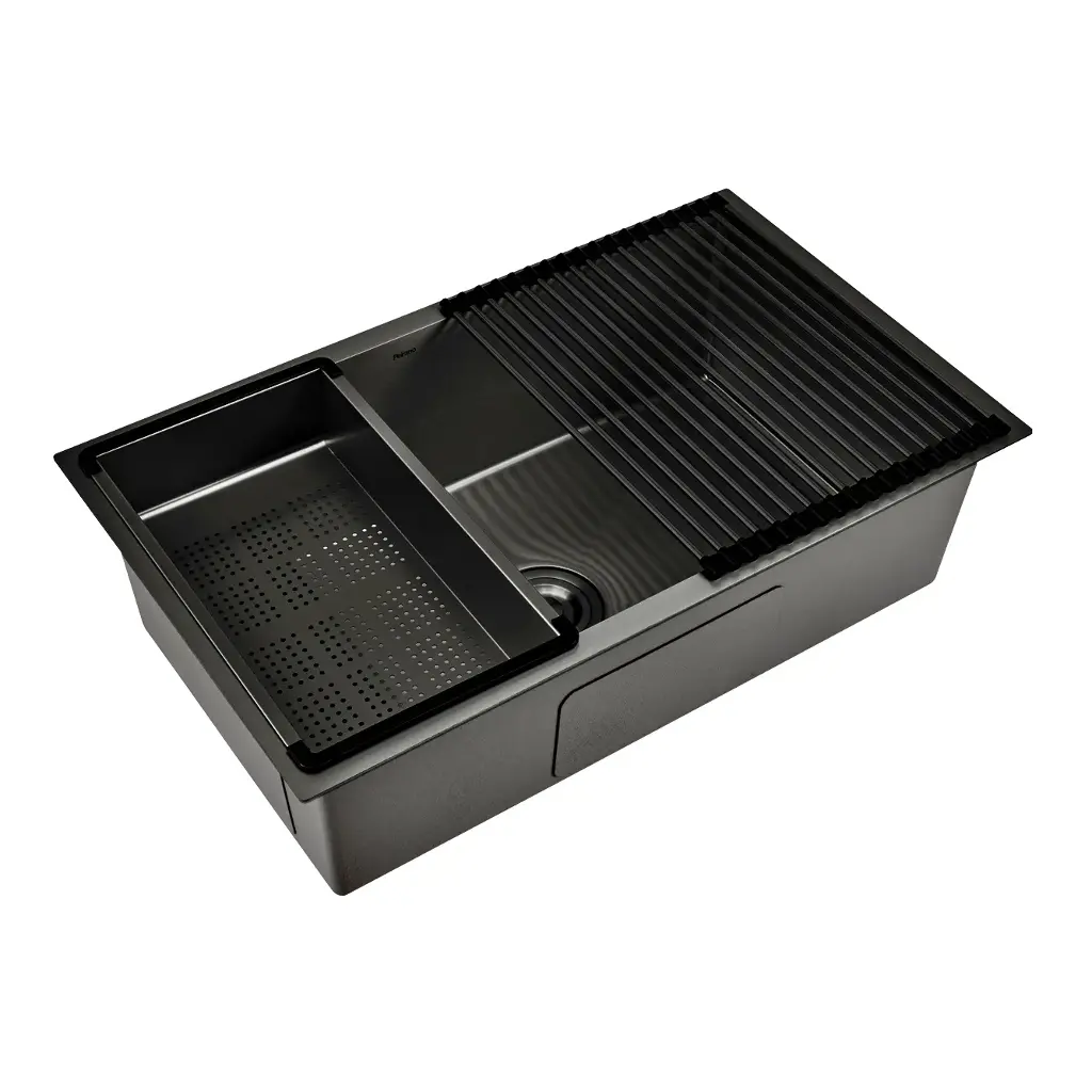 Bacha de Cocina Acero Inoxidable Negra 75x45x22 (c/ Accesorios) BAI01N
