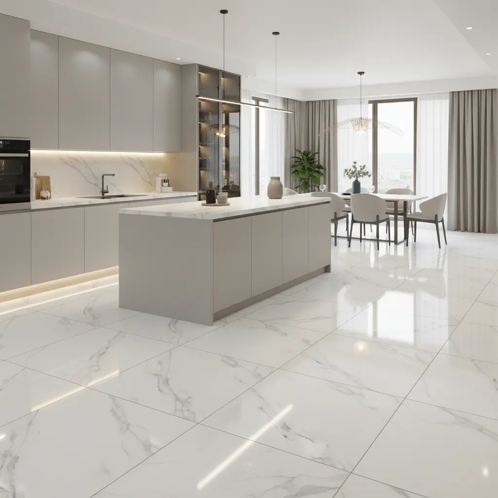 Porcelanico Lume Calacata Bianco Pulido 60x60 (1ra Calidad)