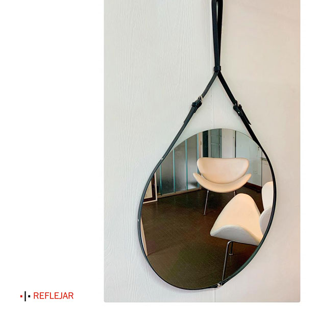 Espejo Reflejar Belt Redondo 67cm Negro