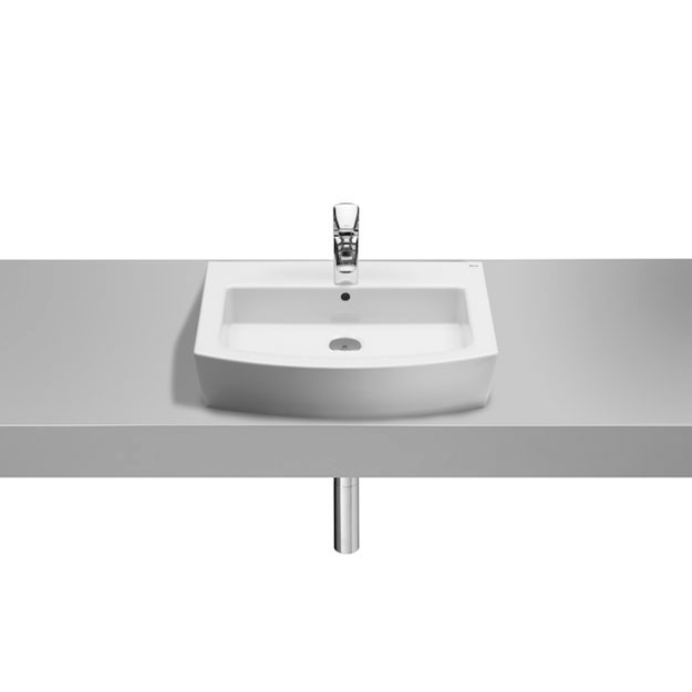 Lavatorio 3 Agujeros Roca Línea Hall 45cm Blanco