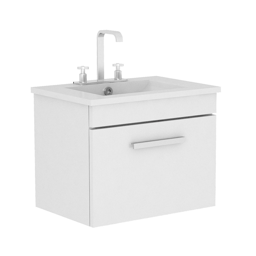 Vanitory Colgante 60cm 3 Agujeros Watervan Logan Blanco (Mesada Loza)