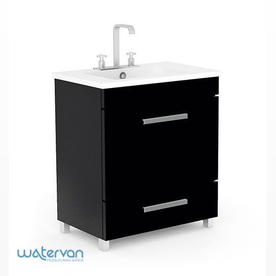 Vanitory de Pie 60cm 1 Agujero Watervan Logan Wengue (Mesada Loza)