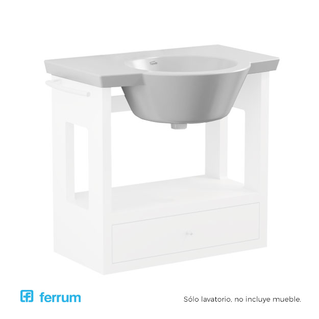 Lavatorio 1 Agujero Ferrum Línea Marina 65cm Blanco LH61J B