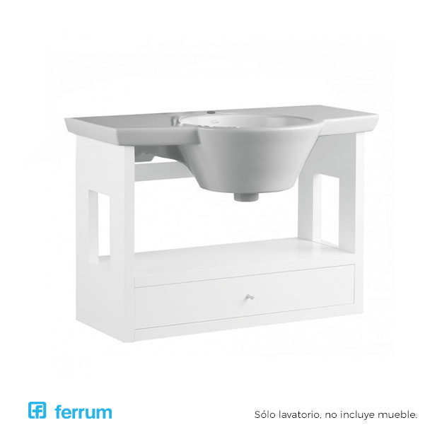 Lavatorio 1 Agujero Ferrum Línea Marina 80cm Blanco LH81J B
