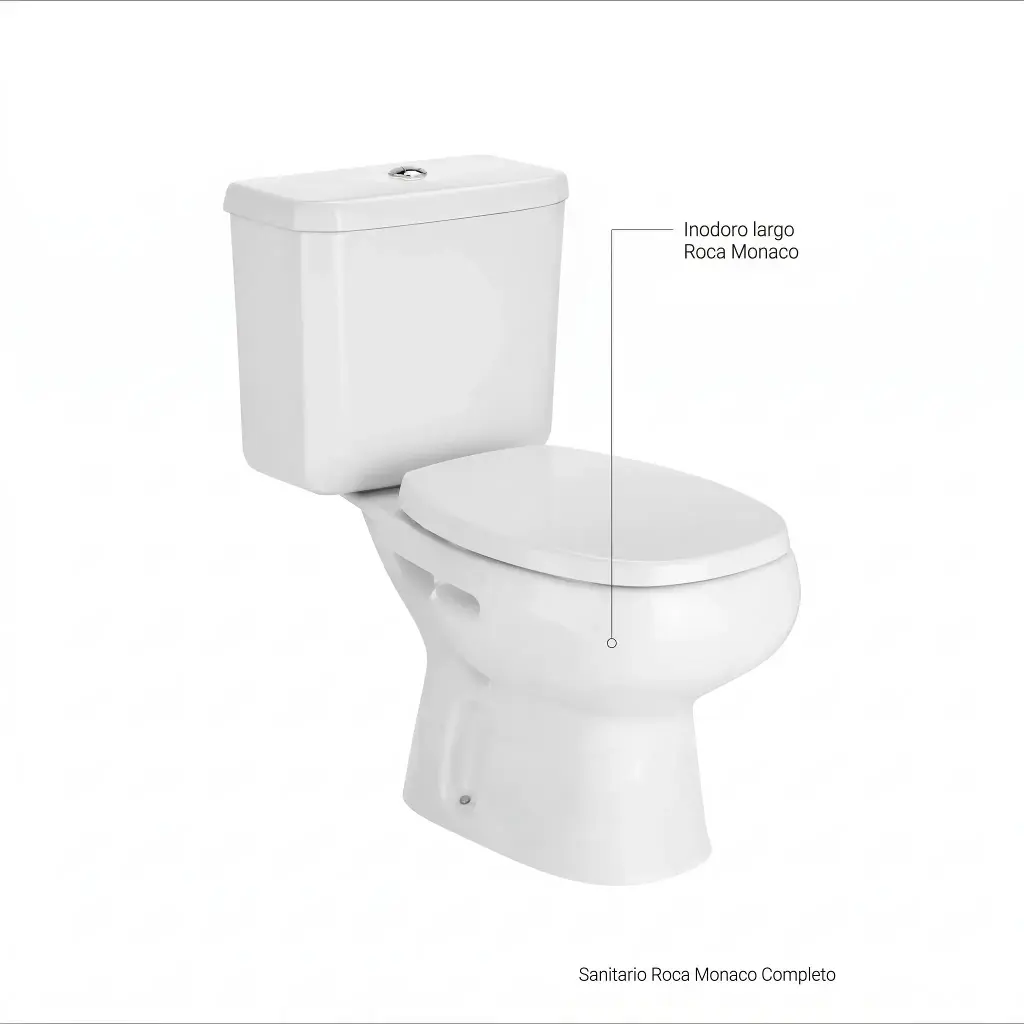 Inodoro Largo Roca Línea Monaco Blanco