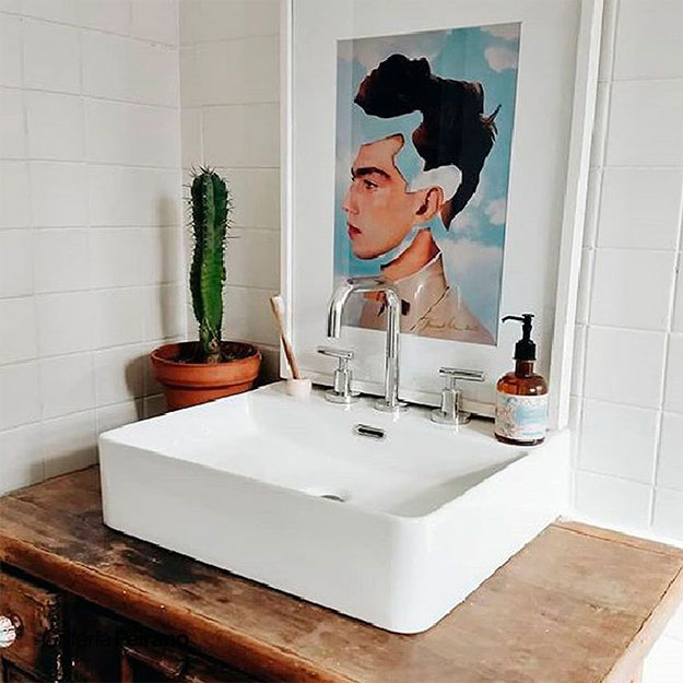 Bacha de Apoyo Rectangular 3 Agujeros Peirano Loza 50x42cm BCH03/3