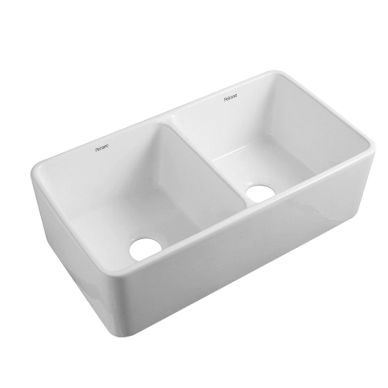 Bacha de Apoyo Doble Peirano Loza Blanca 83.8x45.7cm BCH17