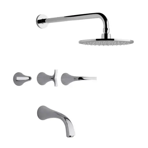 [17589] Grifería de Ducha con Transferencia FV Línea Alesia Lever Cromo 103/49L