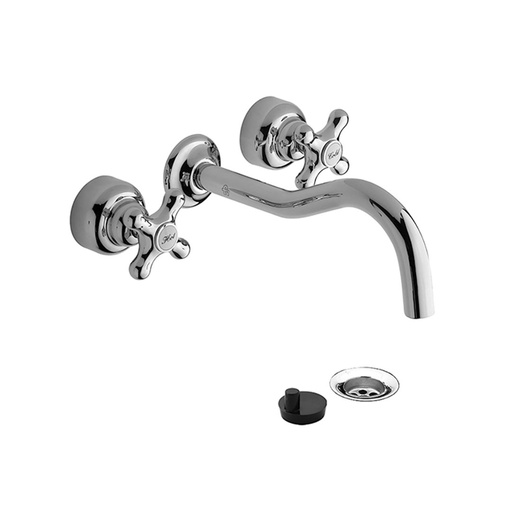 [16159] Grifería de Pared para Lavatorio FV Línea Malena Cromo 203/16