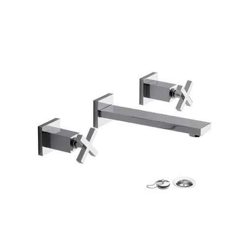 [17410] Grifería de Pared para Lavatorio FV Línea Dominic Cromo 203R/85