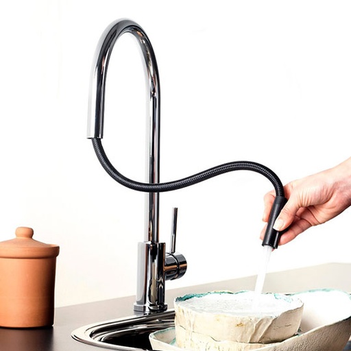 [82970] Grifería Monocomando de Cocina c/ Rociador FV Temple Cromo 412.01/87