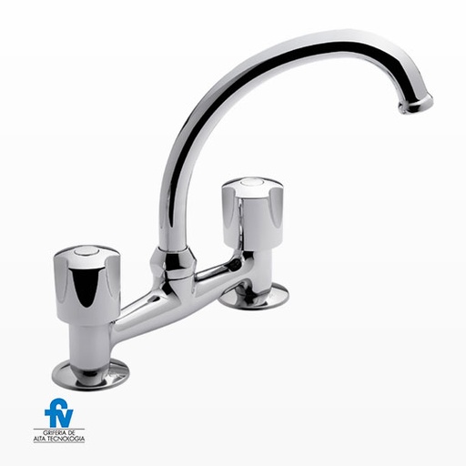 [2355] Grifería Doble Comando de Cocina de Mesada FV Pampa Cromo 413/B6