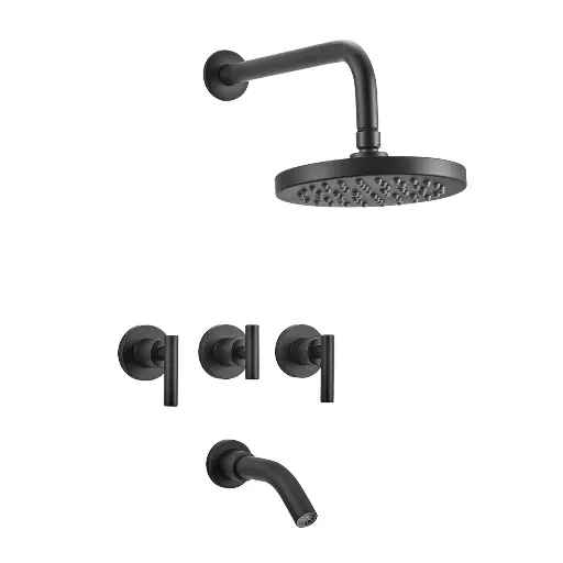 [51267] Grifería de Ducha con Transferencia Peirano Adra Black Plus 80-166N