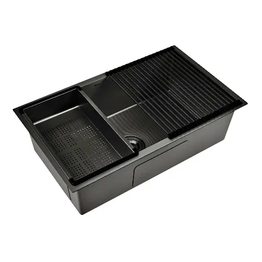 [24103] Bacha de Cocina Acero Inoxidable Negra 75x45x22 (c/ Accesorios) BAI01N