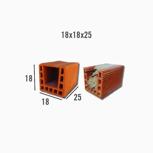 [1033] Ladrillo Hueco Encadenado 18x18x33