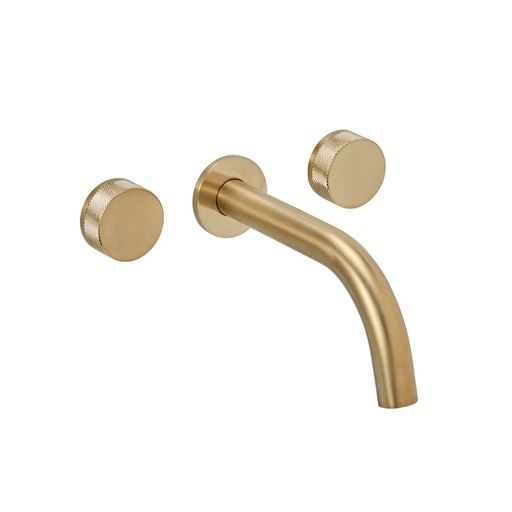 [51129] Grifería de Pared para Lavatorio Peirano Fabric Gold Cierre Cerámico 62-100G