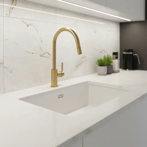 [51130] Grifería Monocomando de Cocina Peirano Línea Fabric Gold 20-100G