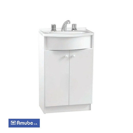 [65428] Vanitory de Pie 50cm 3 Agujeros Amube Roma Blanco (Bacha Acrílica) 5101