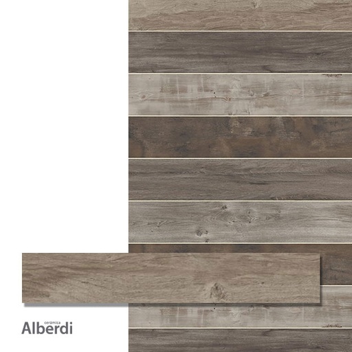 [11396] Porcelanato Alberdi Sambu Tabaco Rectificado 20x120 (2da Calidad)
