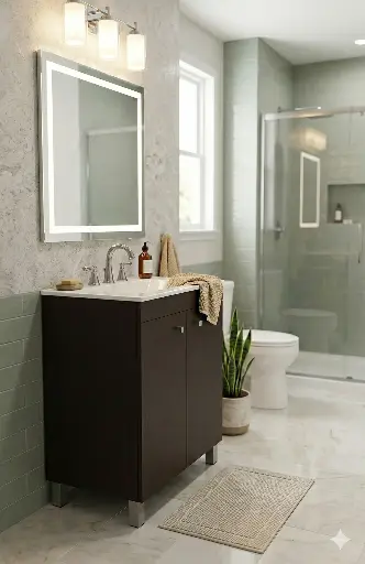 [24353] Vanitory de Pie 50cm 3 Agujeros Watervan Turin Wengue (Mesada Sintética)