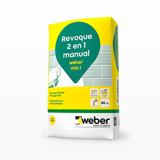 [266] Revoque Proyectable Interior 2 en 1 Weber Rev Mix (Bolsa 30kg) 90-2650